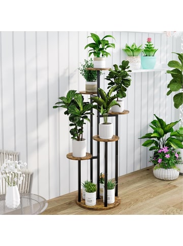 relaxdays Pflanzenständer in Schwarz/ Braun - (B)58 x (H)118,5 x (T)58 cm