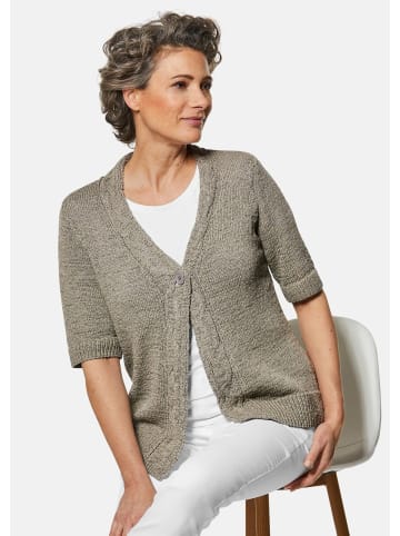 GOLDNER Bändchengarnstrickjacke in graugrün