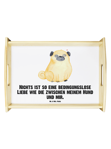 Mr. & Mrs. Panda Dekotablett Mops mit Spruch in Weiß