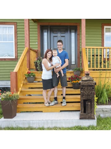 relaxdays Standbriefkasten in Gold - (B)34,5 x (H)101 x (T)31 cm