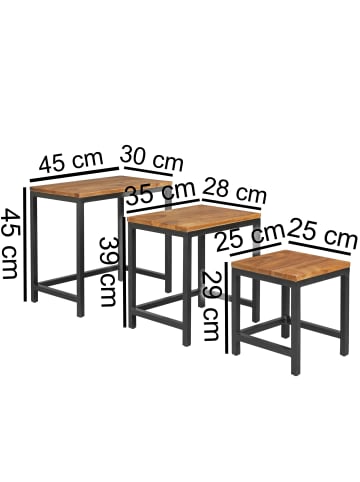 KADIMA DESIGN 3er Set Design Beistelltisch AKOLA Satztisch Metallbeine