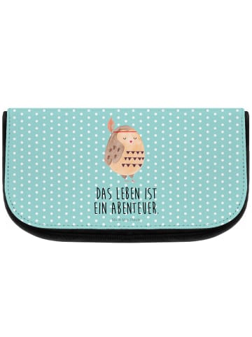 Mr. & Mrs. Panda kosmetiktäschchen Eule Federschmuck mit Spruch in Türkis Pastell