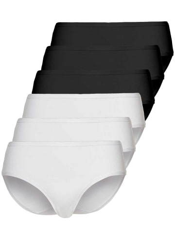 Sassa 6er Sparpack Slip Midi in schwarz weiß