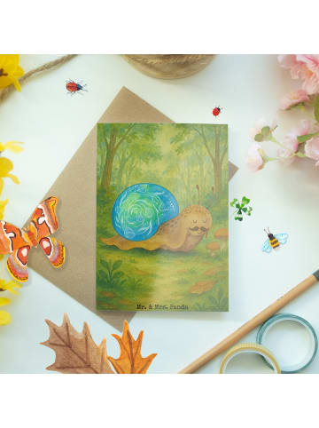 Mr. & Mrs. Panda Glückwunschkarte Schnecke Sir Design ohne Spruch in Weiß