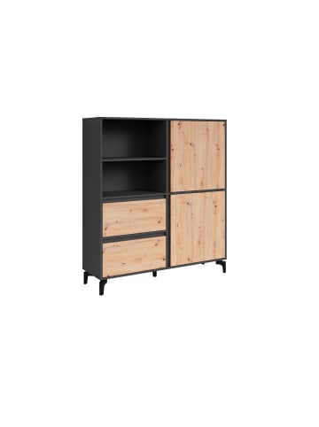 byLiving Highboard Blackwood in Schwarz - (B) 126 x (H) 141 x (T) 38 cm