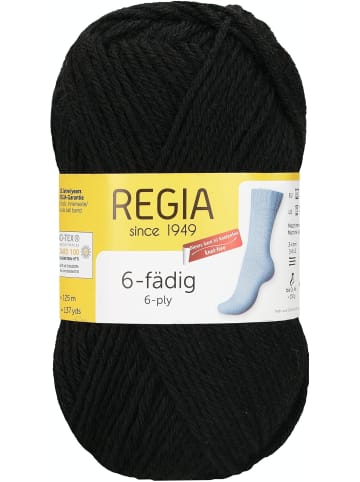 Regia Handstrickgarne 6-fädig Uni, 50g in Black