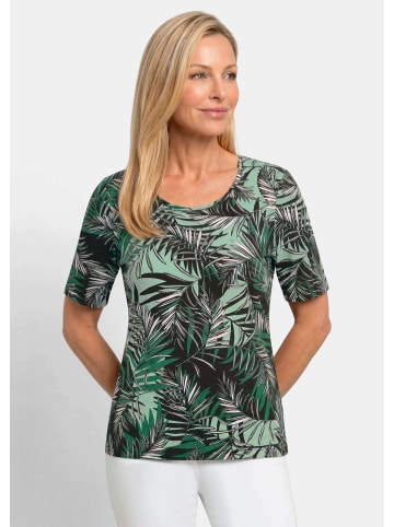 GOLDNER Viskoseshirt mit Palmenprint in dunkelgrün / gemustert