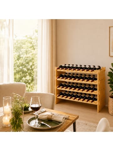 relaxdays Weinregal in Natur - (B)85 x (H)55 x (T)25,5 cm
