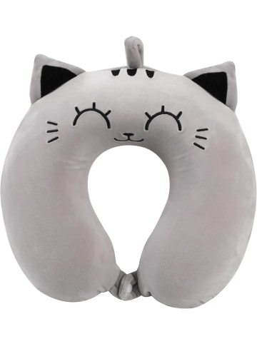 i-Total Reisekissen Nackenkissen weich für Nackenstützen Motiv graue Katze