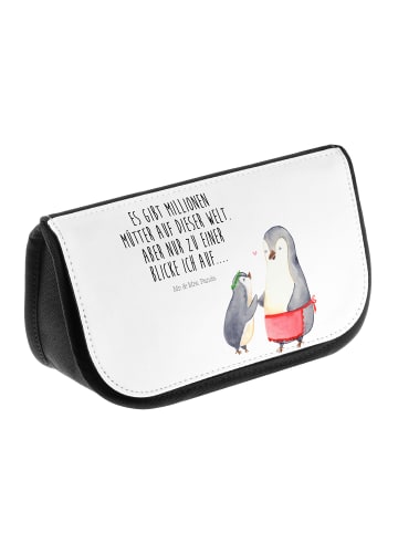 Mr. & Mrs. Panda Kosmetiktasche Pinguin mit Kind mit Spruch in Weiß