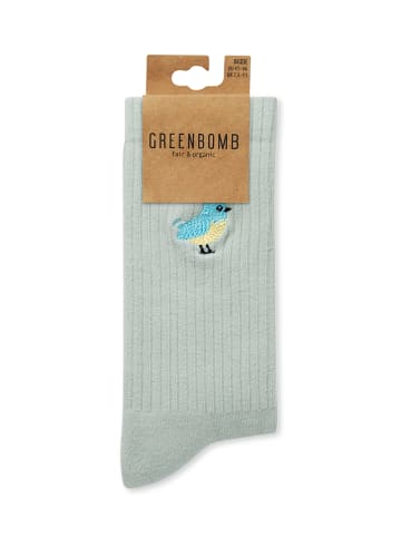 GreenBomb Tennis Socks Singing Bird in Muted Mint