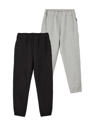 name it Mädchen Jogginghose 2er-Set Basic Sweat Pants NKFSWEAT in Grau-Schwarz