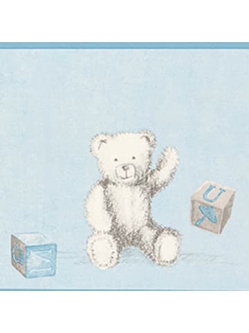 Casadeco Douce Nuit Bordüre Teddybär grau blau