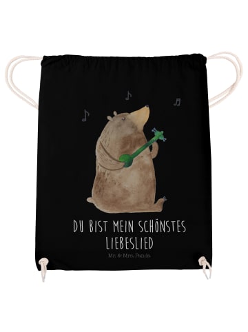 Mr. & Mrs. Panda Jutebeutel Bär Lied mit Spruch in Schwarz