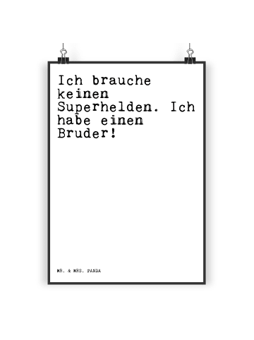 Mr. & Mrs. Panda Poster Ich brauche keinen Superhelden.... mit S... in Weiß