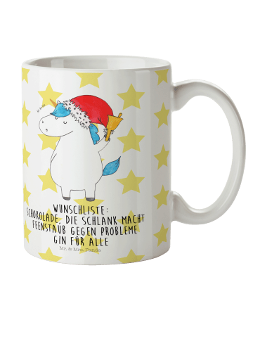 Mr. & Mrs. Panda Kindertasse Einhorn Weihnachtsmann mit Spruch in Weiß