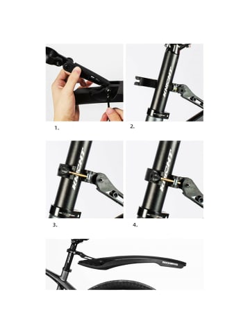 Rockbros Fahrradschutzbleche vorne hinten 2er-Set. schwarzes LED-Licht in Schwarz