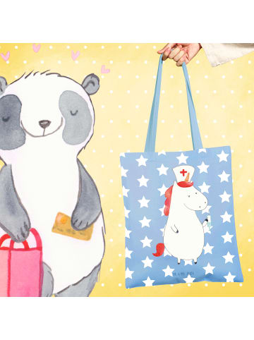Mr. & Mrs. Panda Mehrwegtasche Einhorn Krankenschwester ohne Spruch in Sky Blue