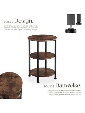 tectake Runder Ablagetisch, 40 x 61 cm, im Industrial Style, mit 3 Ablagen