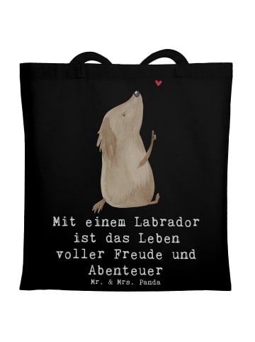 Mr. & Mrs. Panda Shopping Tasche Labradorleben mit Spruch in Schwarz