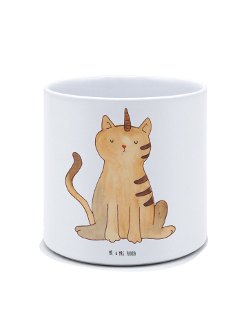 Mr. & Mrs. Panda Blumentopf Einhorn Katze ohne Spruch in Weiß