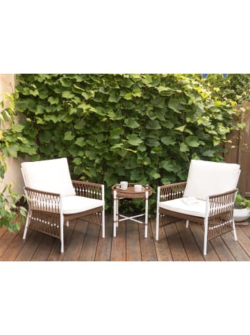 Beliani 3-tlg Bistro Set LEVICO in Weiß/Braun