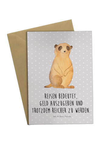 Mr. & Mrs. Panda Klappkarte Erdmännchen mit Spruch in Grau Pastell