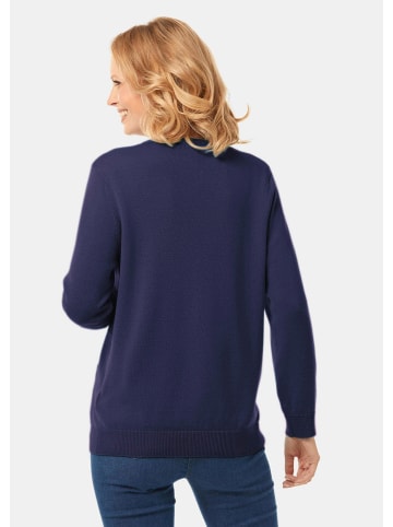 GOLDNER Kurzgröße:  Uni Merino-Cardigan Langarm in marine