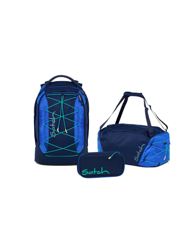 Satch Schulrucksack-Set PACK Crossed Blue 3-teilig in Blau