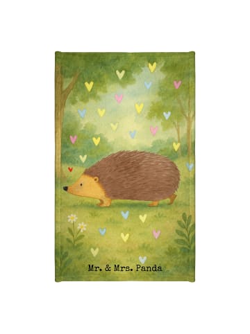 Mr. & Mrs. Panda Gästehandtuch Igel Herzen Design ohne Spruch in Weiß