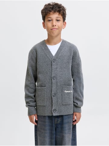 JACK & JONES Junior Strickjacke in Dark Grey Melange