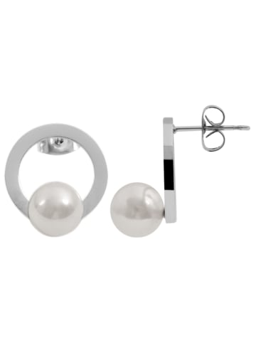 Adeliás Damen Ohrringe – Ohrstecker aus Edelstahl mit Perle in silber