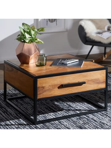 KADIMA DESIGN Couchtisch | Sheesham/Metall, 65x38x65cm, Industrial