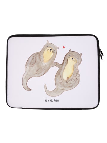 Mr. & Mrs. Panda Notebook Tasche Otter Hände halten ohne Spruch in Weiß