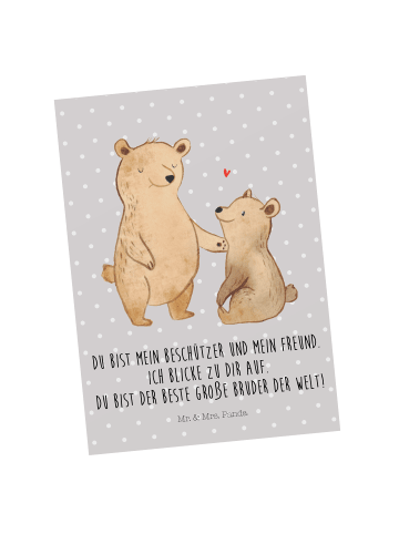 Mr. & Mrs. Panda bildkarte Bär Großer Bruder mit Spruch in Grau Pastell