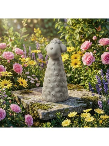 MARELIDA Gartenfigur Schaf Zaunhocker aus Terrakotta Tierfigur für Zaun H: 25cm