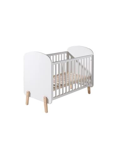 58 aufm Kessel BABYBETT Karilynn 129x94x68 aus MDF+Massivholz in Weiß