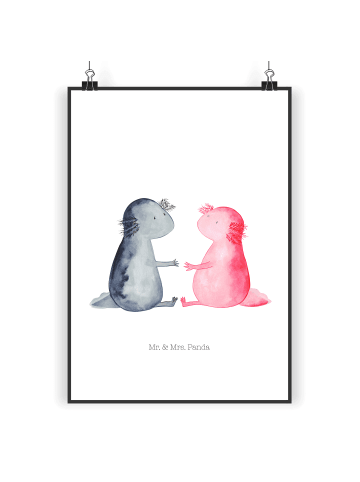 Mr. & Mrs. Panda Poster Axolotl Liebe ohne Spruch in Weiß