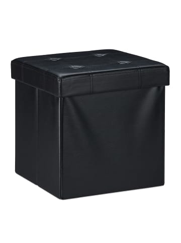 relaxdays Sitzhocker in Schwarz - (B)37 x (H)38 x (T)37 cm