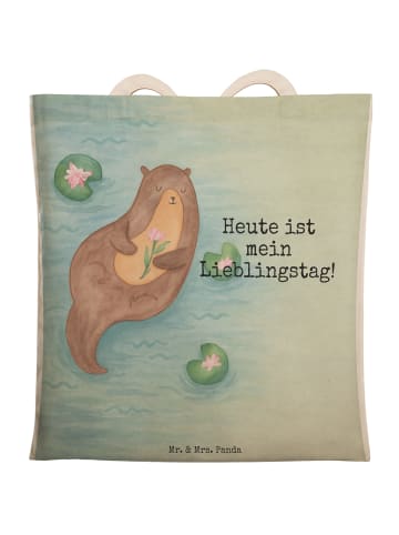 Mr. & Mrs. Panda Einkaufstasche Otter Seerose Design mit Spruch in Weiß