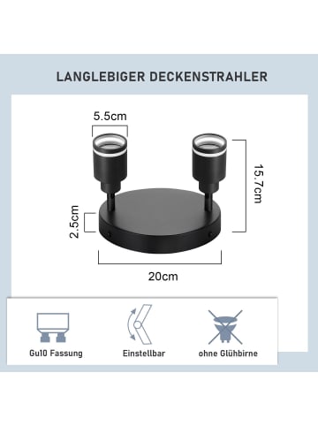 ZMH Deckenleuchte in schwarz 2-flammige GU10 Moderne Metall