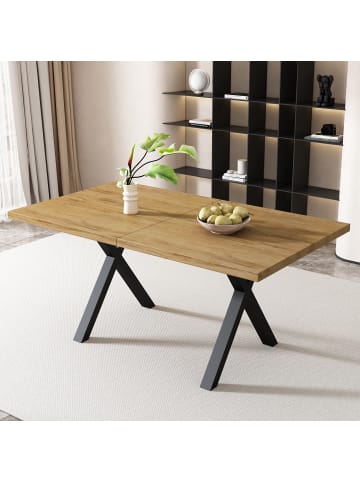 ABRIHOME Esstisch mit gekreuzten Beinen in Braun