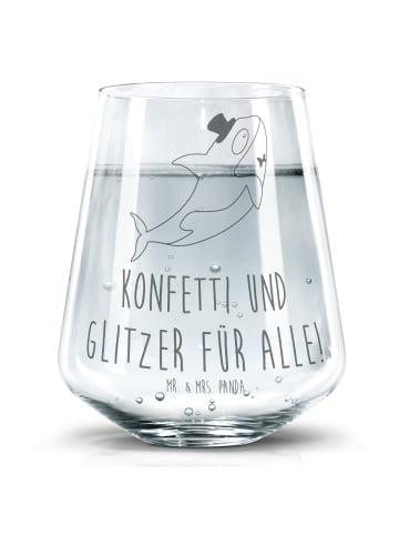 Mr. & Mrs. Panda Wasserglas Orca Zylinder mit Spruch in Transparent