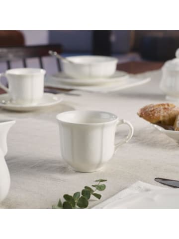 Villeroy & Boch 6er Set Kaffeetassen mit Untertassen Manoir 120 ml weiß in weiß