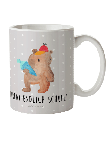 Mr. & Mrs. Panda Kindertasse Bär Schultüte mit Spruch in Grau Pastell