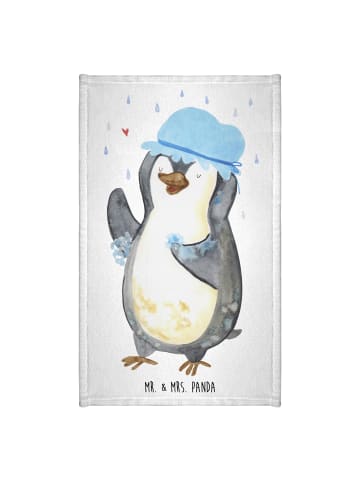 Mr. & Mrs. Panda Gästehandtuch Pinguin Duschen ohne Spruch in Weiß