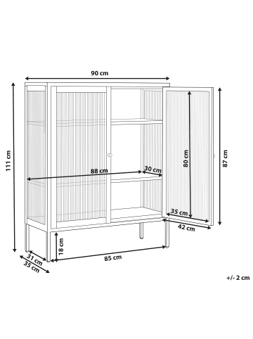 Beliani Vitrine LERRYN in Beige - (W) 90 x (H) 111 x (L) 35 cm
