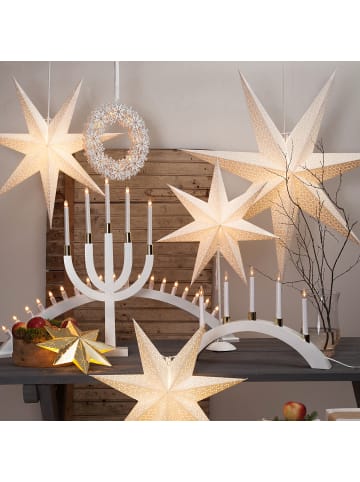 STAR Trading Papierstern Leuchtstern Faltstern 7zackig hängend 100cm Kabel creme
