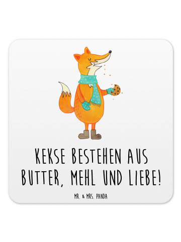 Mr. & Mrs. Panda Bierdeckel Fuchs Keks mit Spruch in Weiß