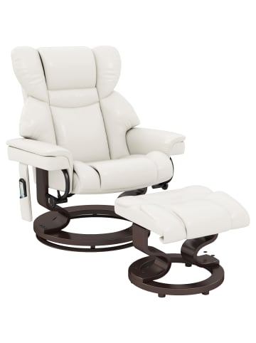 HOMCOM Relaxsessel mit Fußhocker in Cremeweiß 79L x 82B x 101H cm
